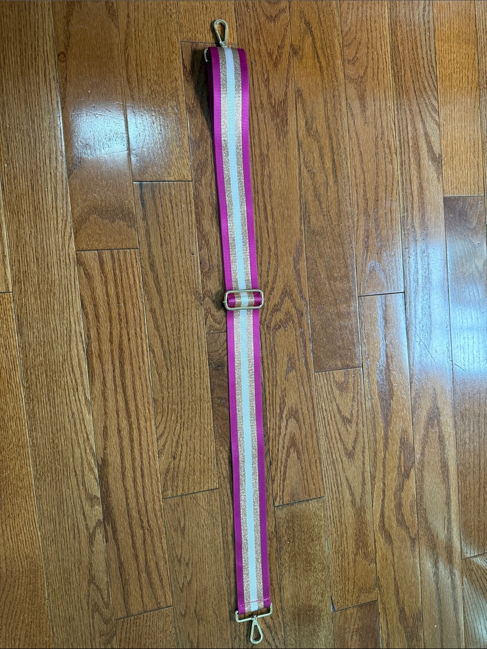Marc Jacobs Pink, Cream and Gold Striped Crossbody Strap